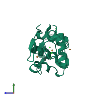 PDB entry 6qww coloured by chain, side view.
