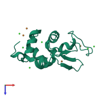 PDB entry 6qww coloured by chain, top view.