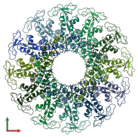 PDB entry 6qx7 coloured by chain, front view.