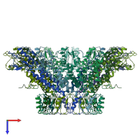 PDB entry 6qx7 coloured by chain, top view.