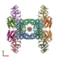 PDB entry 6qxf coloured by chain, front view.