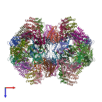 PDB entry 6qxt coloured by chain, top view.