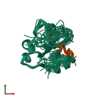 PDB entry 6qxz coloured by chain, ensemble of 20 models, front view.