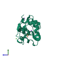 PDB entry 6qy1 coloured by chain, side view.