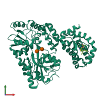 PDB entry 6qyk coloured by chain, front view.