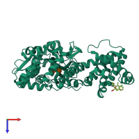 PDB entry 6qyn coloured by chain, top view.