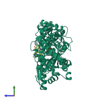 PDB entry 6qyo coloured by chain, side view.