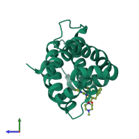 PDB entry 6qyp coloured by chain, side view.