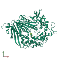 PDB entry 6qz1 coloured by chain, front view.