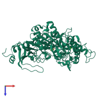 PDB entry 6qz1 coloured by chain, top view.