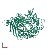 PDB entry 6qz3 coloured by chain, front view.