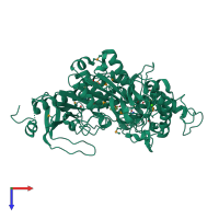 PDB entry 6qz3 coloured by chain, top view.