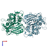 PDB entry 6qz4 coloured by chain, top view.