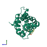 PDB entry 6qz6 coloured by chain, side view.