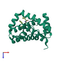 PDB entry 6qz6 coloured by chain, top view.