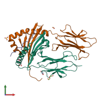 PDB entry 6qzc coloured by chain, front view.