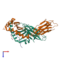 PDB entry 6qzc coloured by chain, top view.