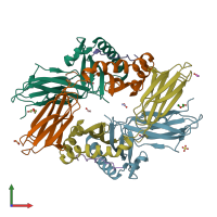 PDB entry 6qzd coloured by chain, front view.