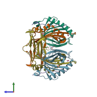 PDB entry 6qzd coloured by chain, side view.