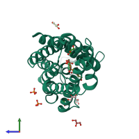 PDB entry 6qzj coloured by chain, side view.