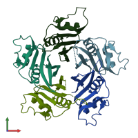 PDB entry 6qzl coloured by chain, front view.