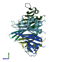 PDB entry 6qzl coloured by chain, side view.