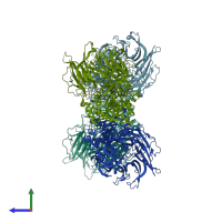 PDB entry 6qzv coloured by chain, side view.