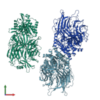 PDB entry 6qzw coloured by chain, front view.