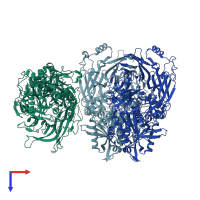PDB entry 6qzw coloured by chain, top view.
