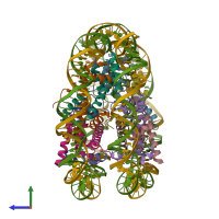 PDB entry 6r0c coloured by chain, side view.