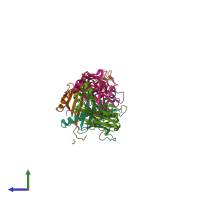 PDB entry 6r0e coloured by chain, side view.