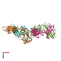 PDB entry 6r0e coloured by chain, top view.
