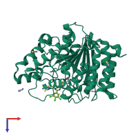 PDB entry 6r0k coloured by chain, top view.