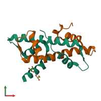 PDB entry 6r0l coloured by chain, front view.
