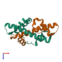 PDB entry 6r0l coloured by chain, top view.