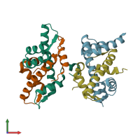 PDB entry 6r0m coloured by chain, front view.
