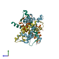 PDB entry 6r0m coloured by chain, side view.