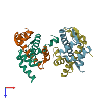 PDB entry 6r0m coloured by chain, top view.
