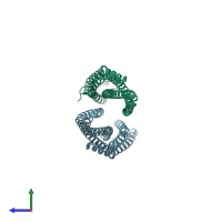 PDB entry 6r1j coloured by chain, side view.