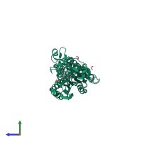 PDB entry 6r1n coloured by chain, side view.