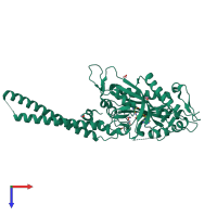PDB entry 6r1n coloured by chain, top view.