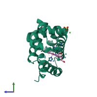 PDB entry 6r1q coloured by chain, side view.