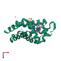 PDB entry 6r1q coloured by chain, top view.