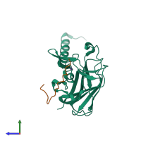 PDB entry 6r2i coloured by chain, side view.