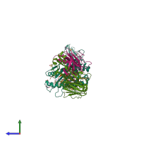 PDB entry 6r2l coloured by chain, side view.