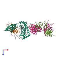 PDB entry 6r2l coloured by chain, top view.