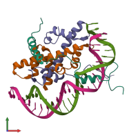 PDB entry 6r2v coloured by chain, front view.