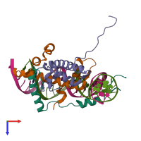 PDB entry 6r2v coloured by chain, top view.