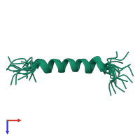 PDB entry 6r2x coloured by chain, ensemble of 15 models, top view.