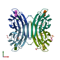 PDB entry 6r35 coloured by chain, front view.